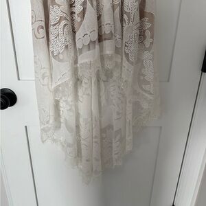 Selfie Leslie White and Cream Lace Midi Dress